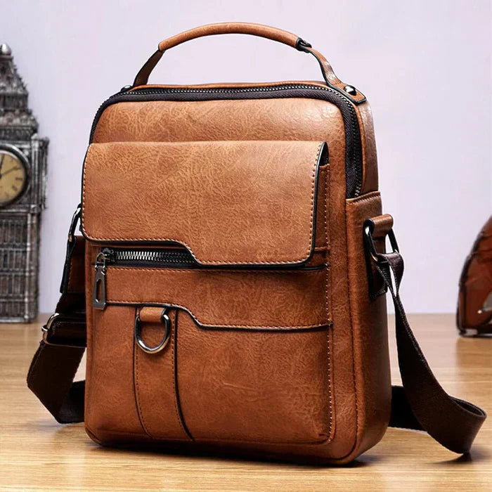 Leather Shoulder Bag - EleganceLuxe-Light Brown-Nora Luxe