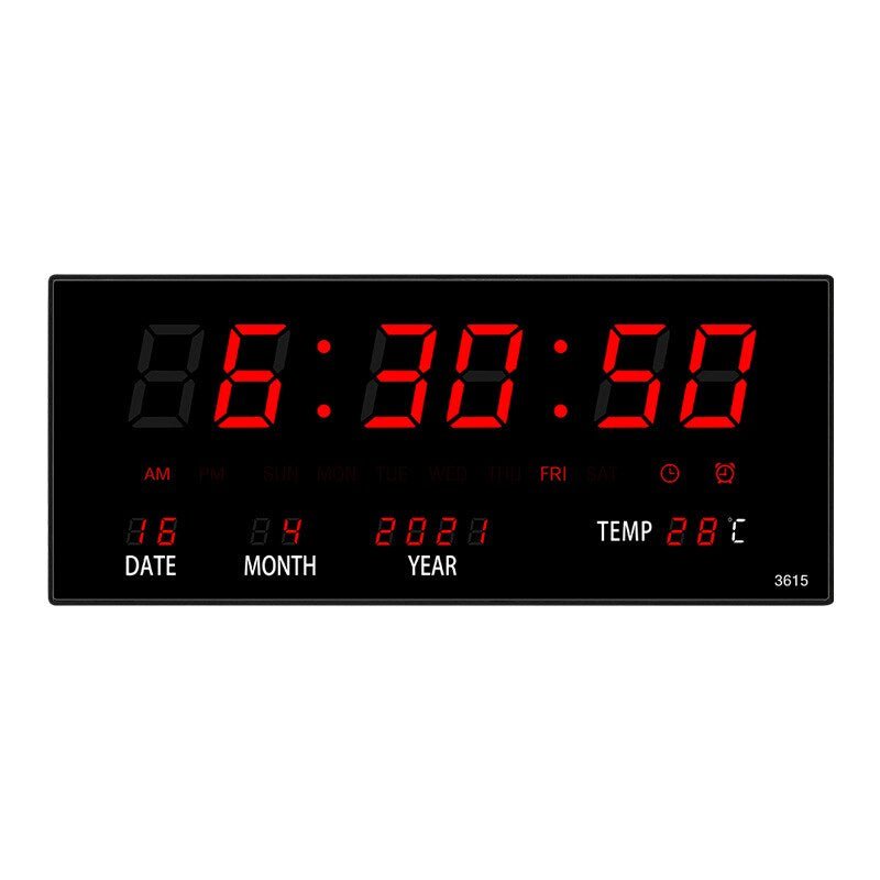 LED Wall Clock with Mirror Effect – Lumino-Red-The Livary