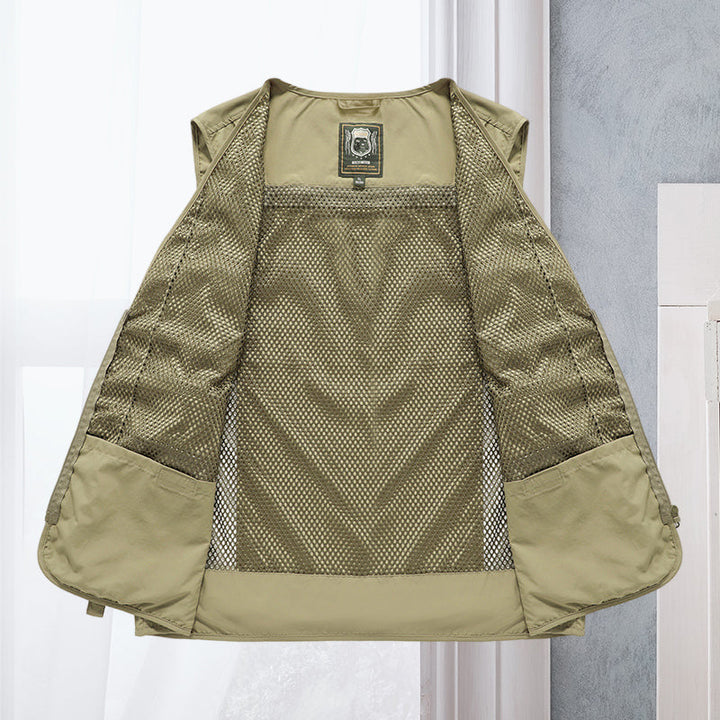 Light men's outdoor vest – Viktor-Khaki-S-Nora Luxe