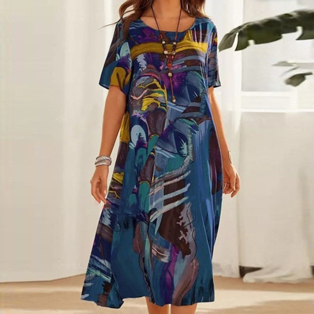 Light Summer Dress with Loose Fit – Ysée-Blue-S-State of Style