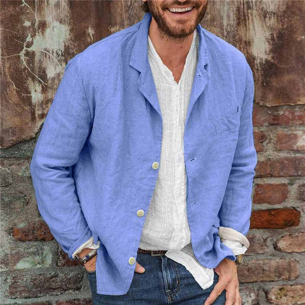 Lightweight cotton-linen men's jacket – Lennart-Khaki-S-Nora Luxe