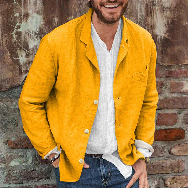 Lightweight cotton-linen men's jacket – Lennart-Khaki-S-Nora Luxe