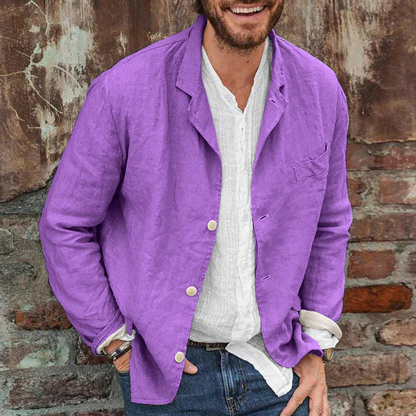 Lightweight cotton-linen men's jacket – Lennart-Purple-3XL-Nora Luxe