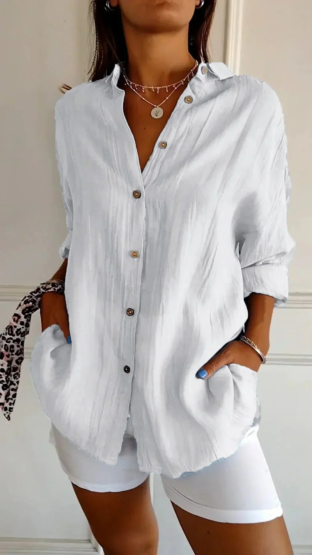 Lightweight Ladies Blouse - Elodie-White-S-The Livary