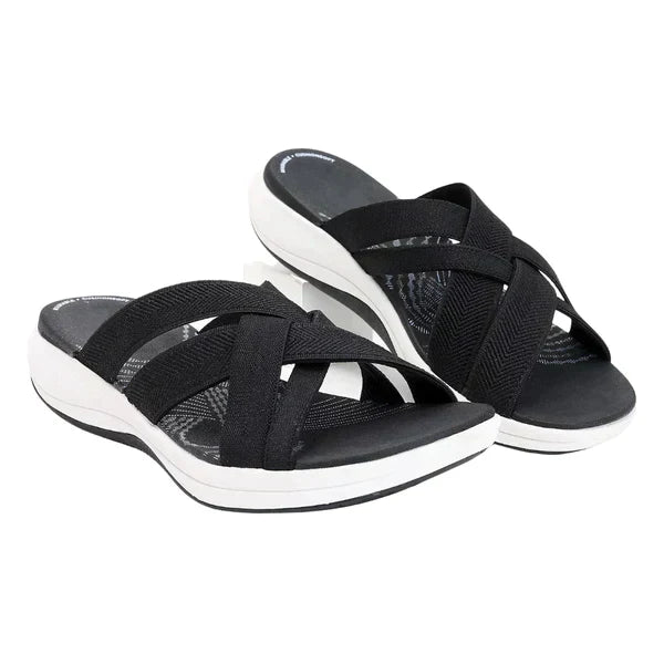 Lightweight Ladies' Slippers with Shock-Absorbing Footbed – Lina-Black-3-State of Style