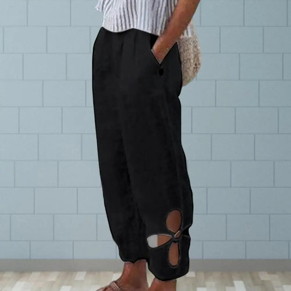 Lightweight Ladies Trousers with Relaxed Fit – Mireen-Black-S-State of Style