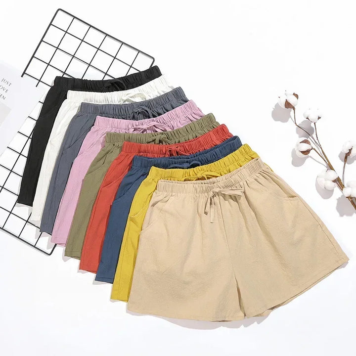 Lightweight Women’s Linen Shorts with High Waist and Sporty Fit – Fenja-Apple green-S-Nora Luxe