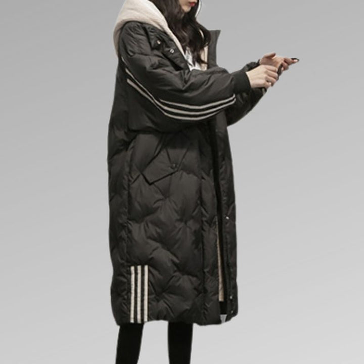 Long Women's Down Winter Coat - Sophie-Black-M-Nora Luxe