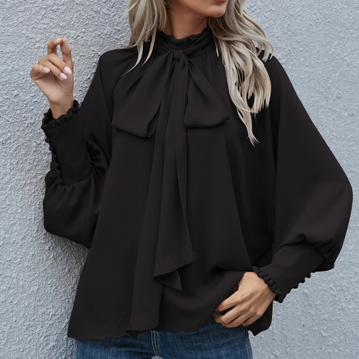 Loose Falling Formal Women's Blouse - Mira-Black-XS-Nora Luxe