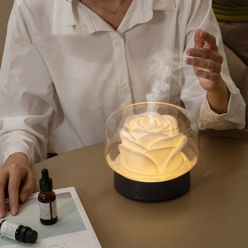 Luxury Aroma Diffuser with LED lighting - AromaGlow-Iceberg-White-Nora Luxe