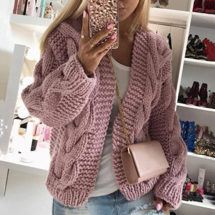 Luxury Cashmere Ladies Cardigan - Camille-Pink-S-Nora Luxe