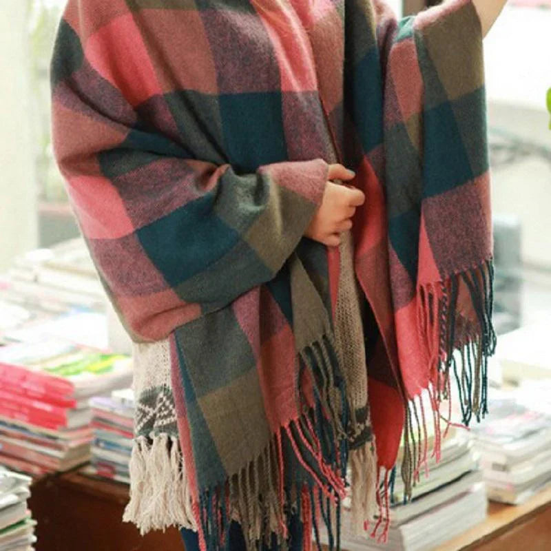Luxury Cashmere Ladies Scarf - Marlowe-Green Pink-Nora Luxe