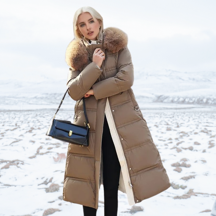 Luxury Faux Fur Winter Coat for Women - Amara-Brown-S-Nora Luxe