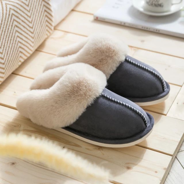 Luxury Faux Suede Women's Slippers - Celine-Dark Gray-4.0-4.5-Nora Luxe