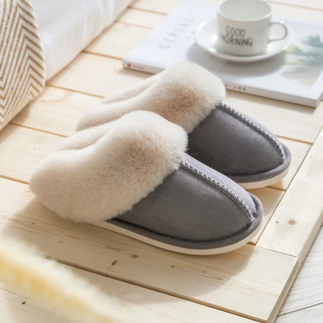 Luxury Faux Suede Women's Slippers - Celine-Light Gray-4.0-4.5-Nora Luxe