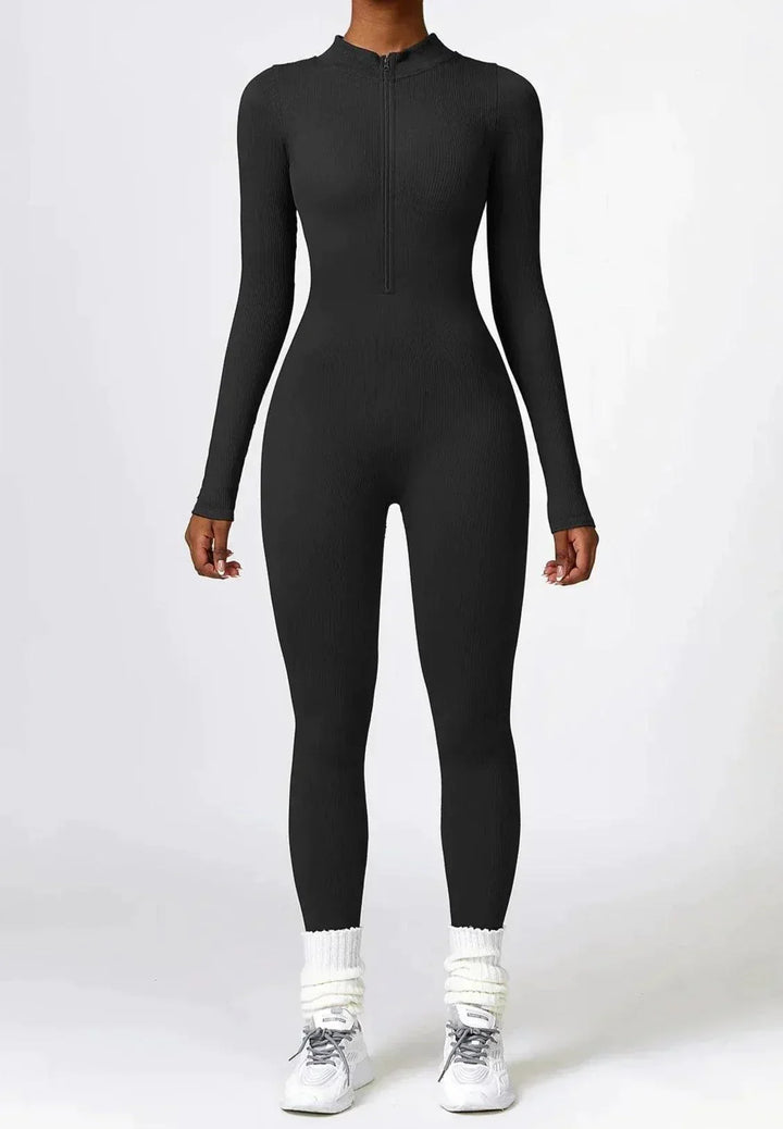 Luxury Full-Body Romper with Long Sleeves - Lisa-Black-XS-Nora Luxe