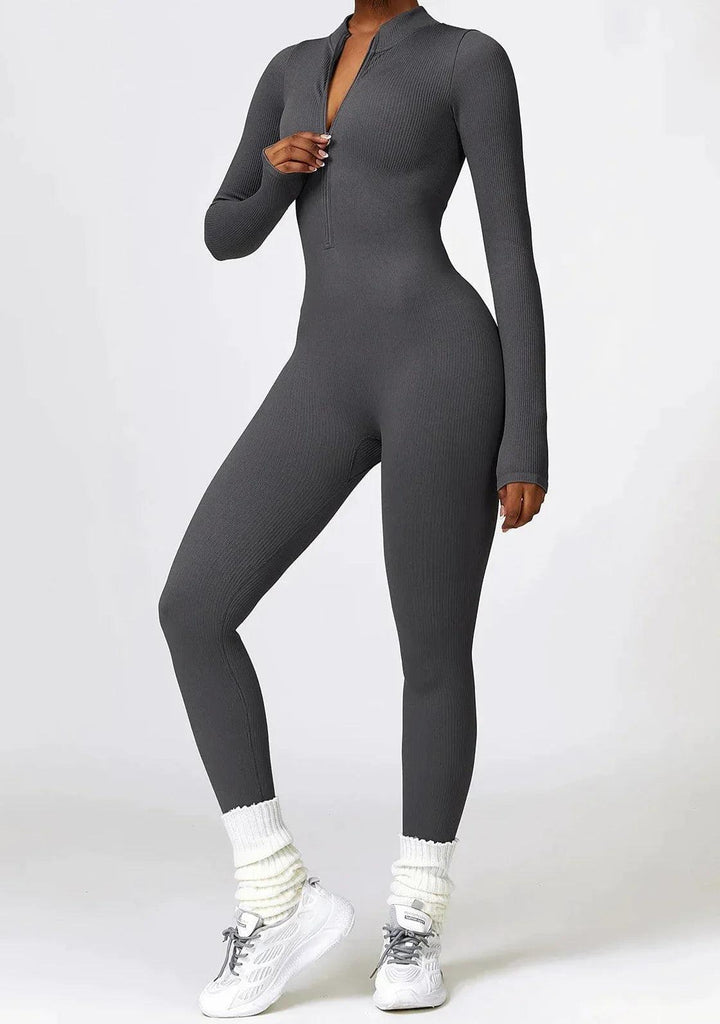 Luxury Full-Body Romper with Long Sleeves - Lisa-Black-XS-Nora Luxe