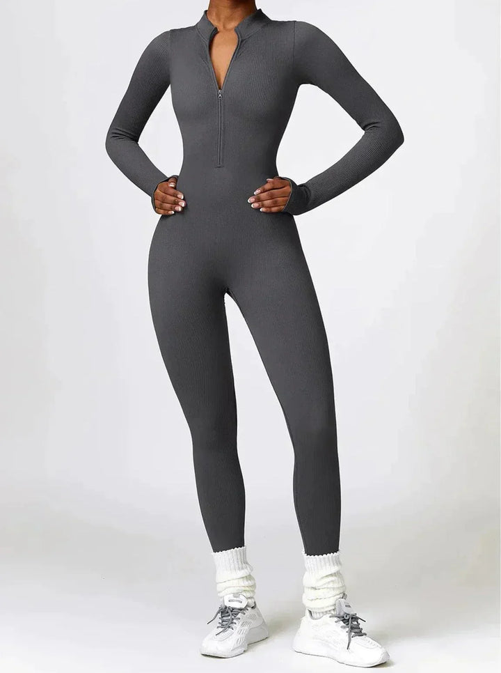 Luxury Full-Body Romper with Long Sleeves - Lisa-Black-XS-Nora Luxe