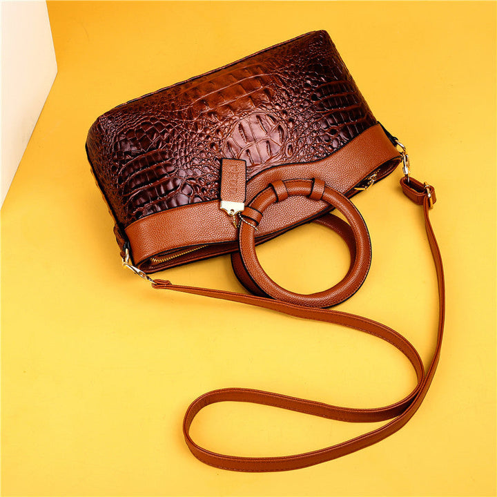 Luxury Leather Shoulder Bag - Liva-Gray-Nora Luxe
