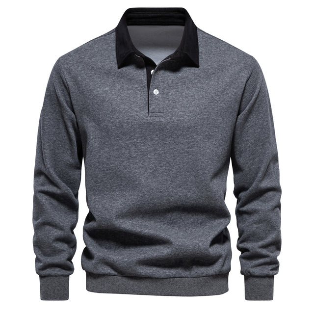Luxury Men's Polo Sweater - Oliver-Dark Gray-S-Nora Luxe