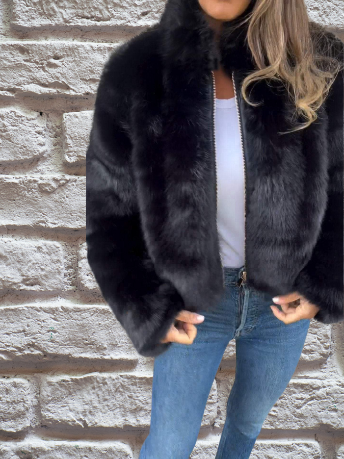 Luxury Soft Ladies Coat - Aurora-Black-S-Nora Luxe