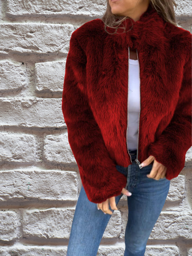 Luxury Soft Ladies Coat - Aurora-Red-S-Nora Luxe