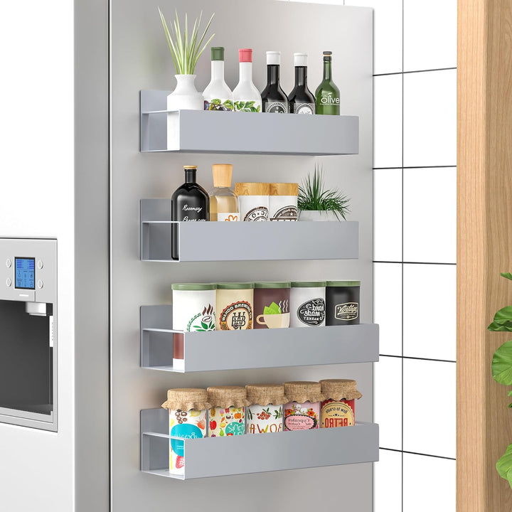 Magnetic Spice Rack Set of 4 – SpiceGrip-Grey-Nora Luxe