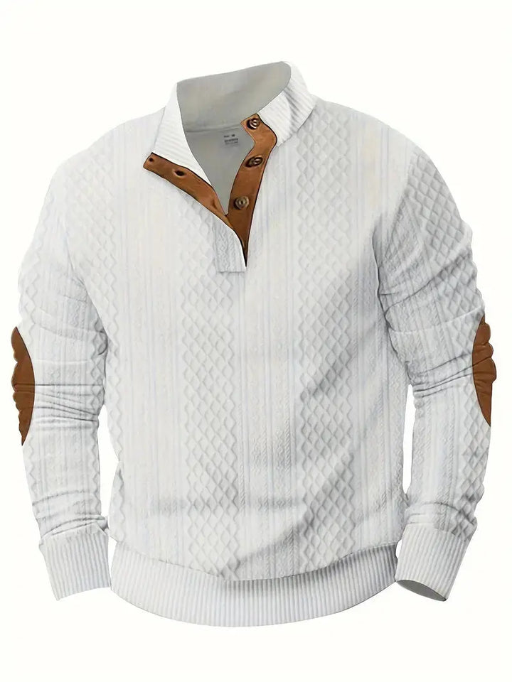 Men's Knitted Outdoor Sweater with Patches - Logan-Black-S-Nora Luxe