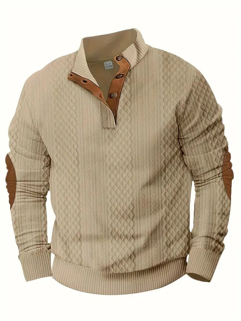 Men's Knitted Outdoor Sweater with Patches - Logan-Black-S-Nora Luxe