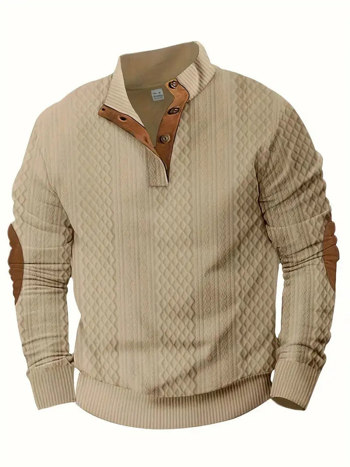 Men's Knitted Outdoor Sweater with Patches - Logan-Black-S-Nora Luxe
