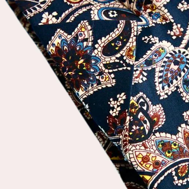 Men's Shirt with Floral Print and Short Sleeves – Florado-Orange-S-State of Style