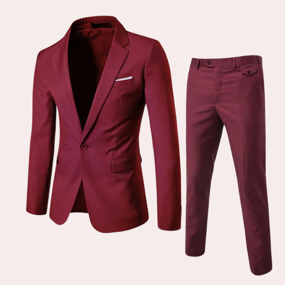 Men's Suit with Blazer and Trousers - Alexander-Red-S-Nora Luxe