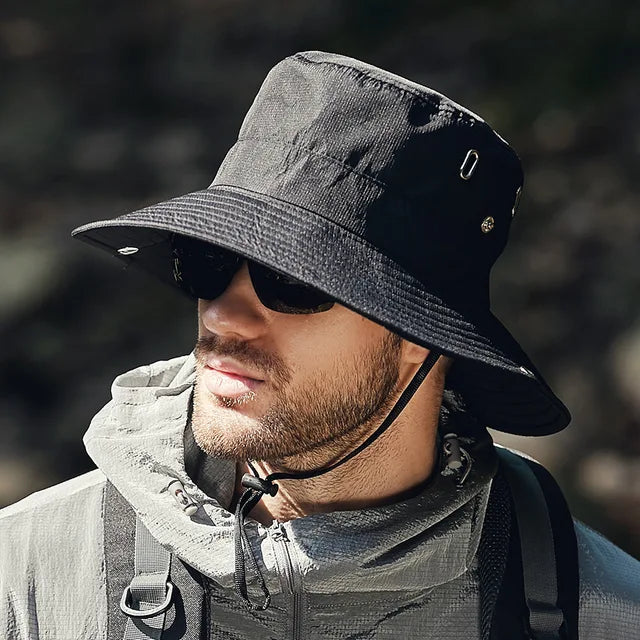 Men's Summer Fishing Hat with UV Protection – Bram-Black-State of Style