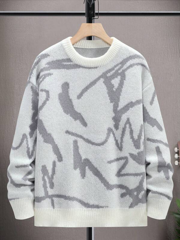 Men's Sweater with Graphic Print - Arvid-Black-S-Nora Luxe