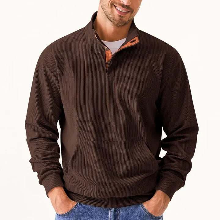 Men's Sweater with Stand-up Collar - Liam-Apricot-S-Nora Luxe