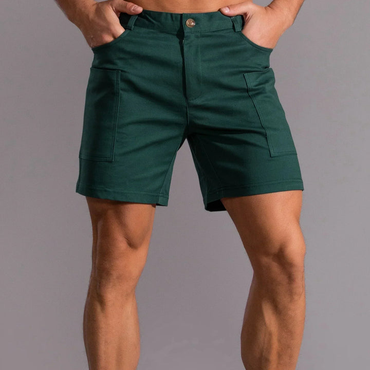 Men's utility shorts made from stretch cotton blend – Finn-Dark green-XS-Nora Luxe