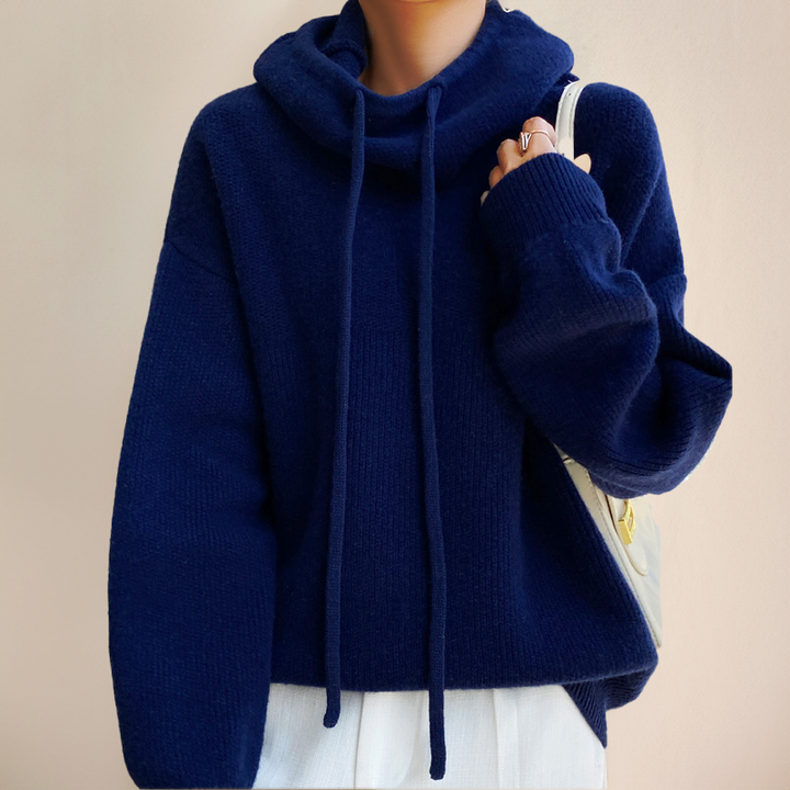 Merino Wool Ladies' Turtleneck - Lena-Blue-XS-Nora Luxe