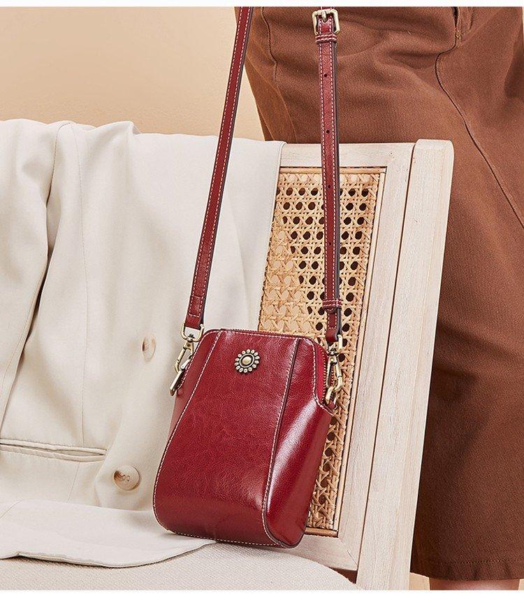 Mini Learning Crossbody Bag with Floral Detail - Liora-Brown-Nora Luxe