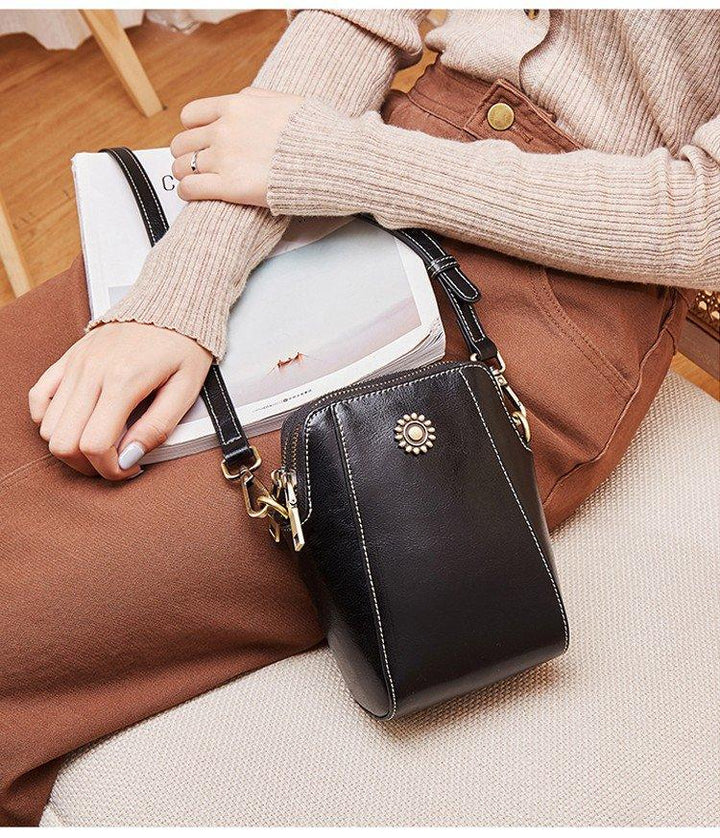 Mini Learning Crossbody Bag with Floral Detail - Liora-Brown-Nora Luxe