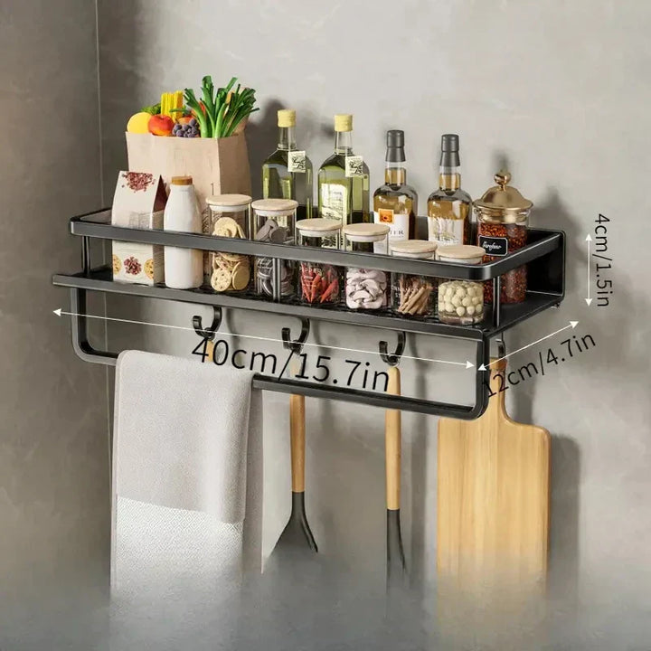 Modern Black Kitchen Rack - MetroRack-11.81 inches-Nora Luxe