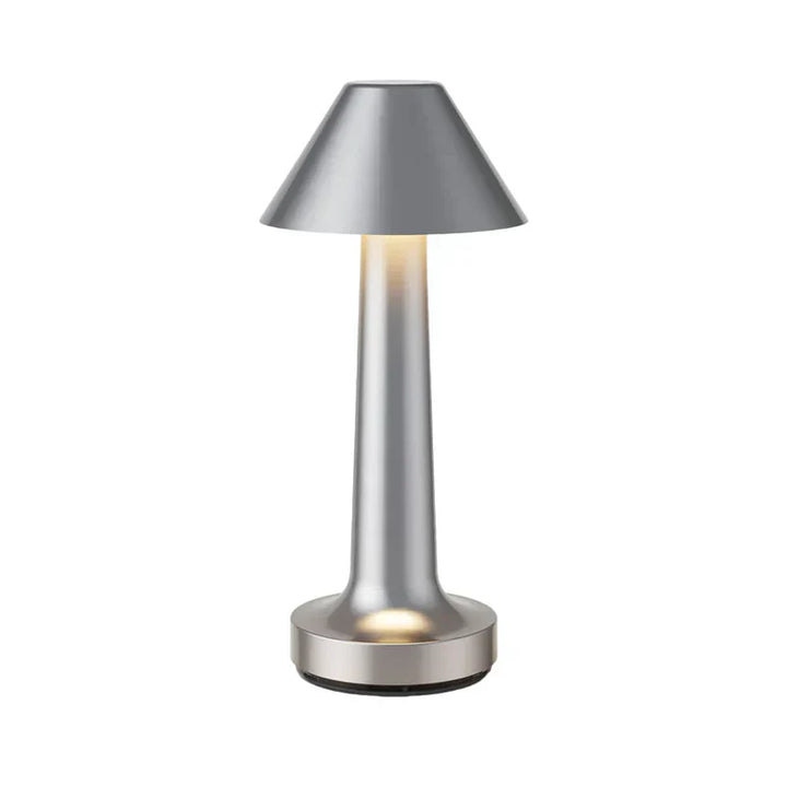Modern Table Lamp - SleekGlow-Silver/Cone-Nora Luxe