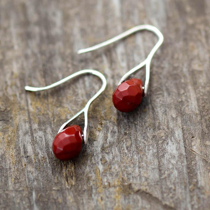 Natural Drop Gemstone Earrings - Serenella-Amethyst-Nora Luxe