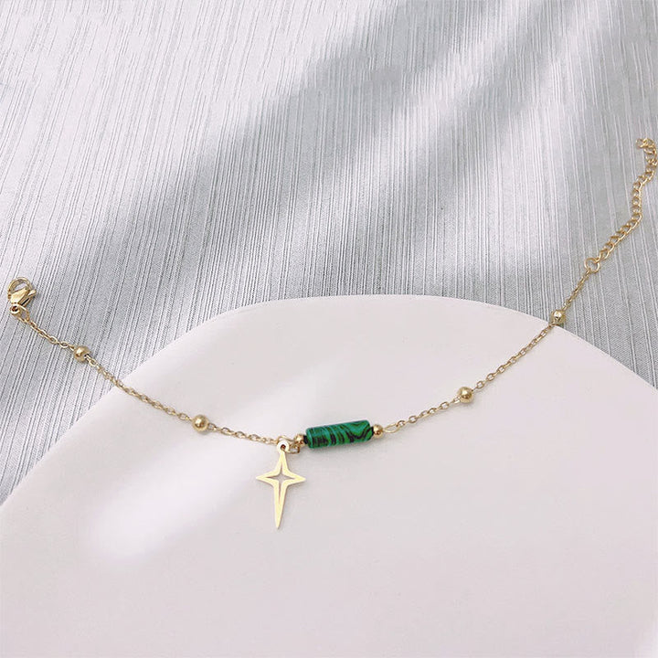 Natural Malachite Star Pendant Earrings, Necklace and Bracelet - Maria-Bracelet-Nora Luxe