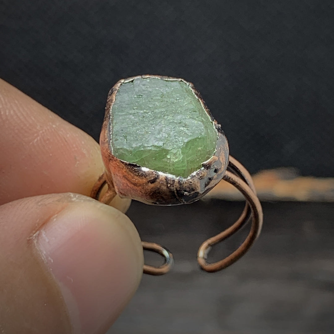Natural Raw Birthstone Ring - Selina-January & Pomegranate-Nora Luxe