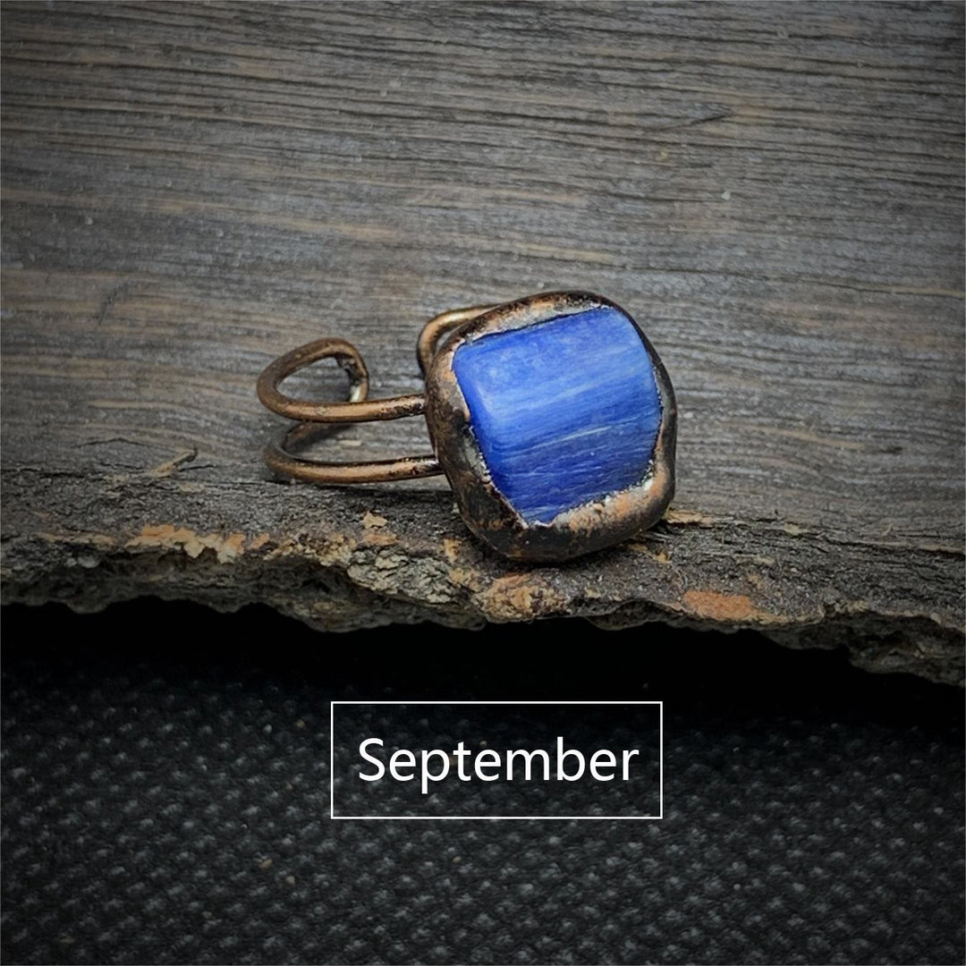 Natural Raw Birthstone Ring - Selina-January & Pomegranate-Nora Luxe