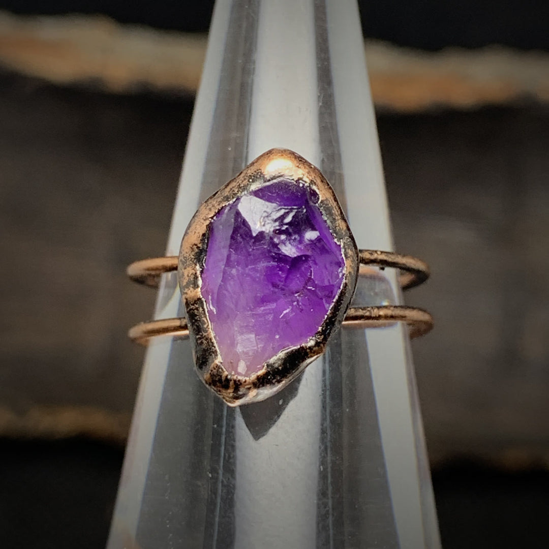 Natural Raw Birthstone Ring - Selina-January & Pomegranate-Nora Luxe