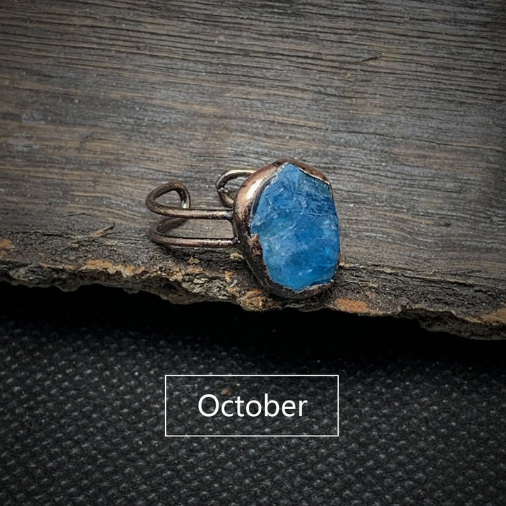 Natural Raw Birthstone Ring - Selina-January & Pomegranate-Nora Luxe