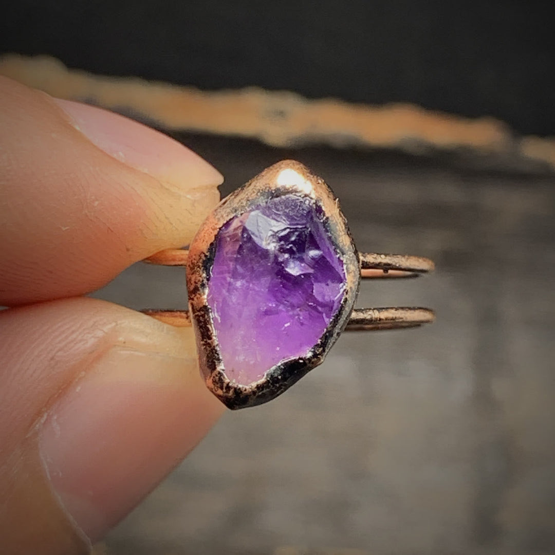 Natural Raw Birthstone Ring - Selina-January & Pomegranate-Nora Luxe