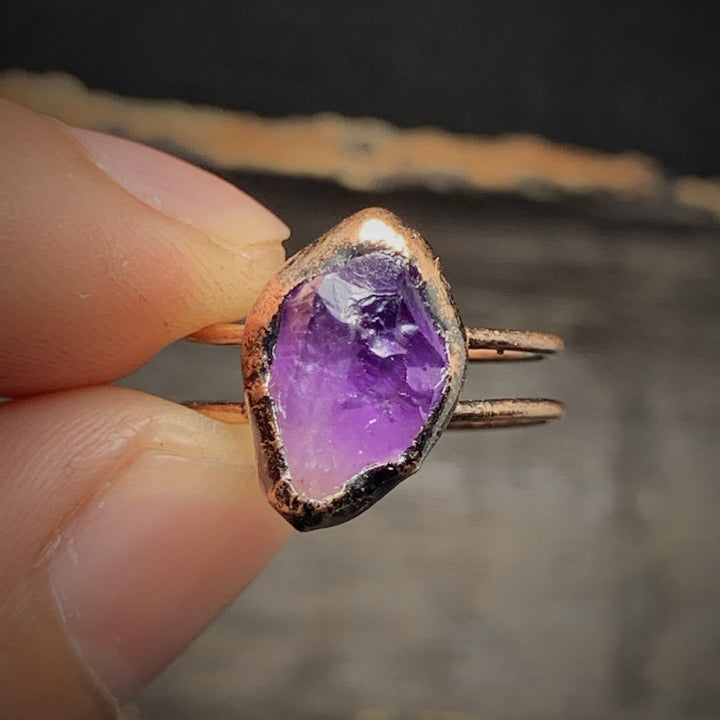 Natural Raw Birthstone Ring - Selina-January & Pomegranate-Nora Luxe