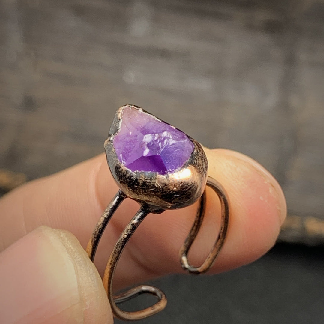 Natural Raw Birthstone Ring - Selina-January & Pomegranate-Nora Luxe